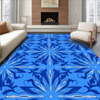 Blue Floral Star Pattern Rug