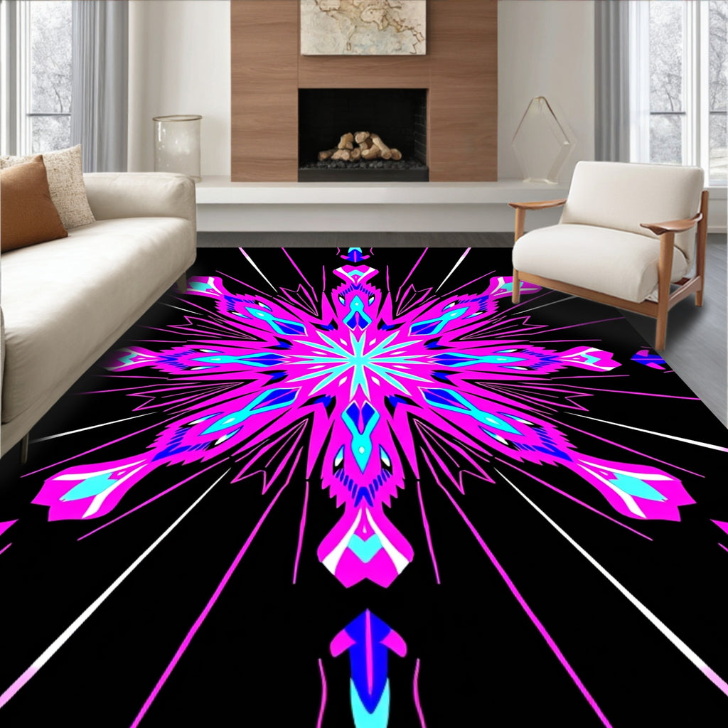 Vibrant Geometric Starburst Pattern Rug