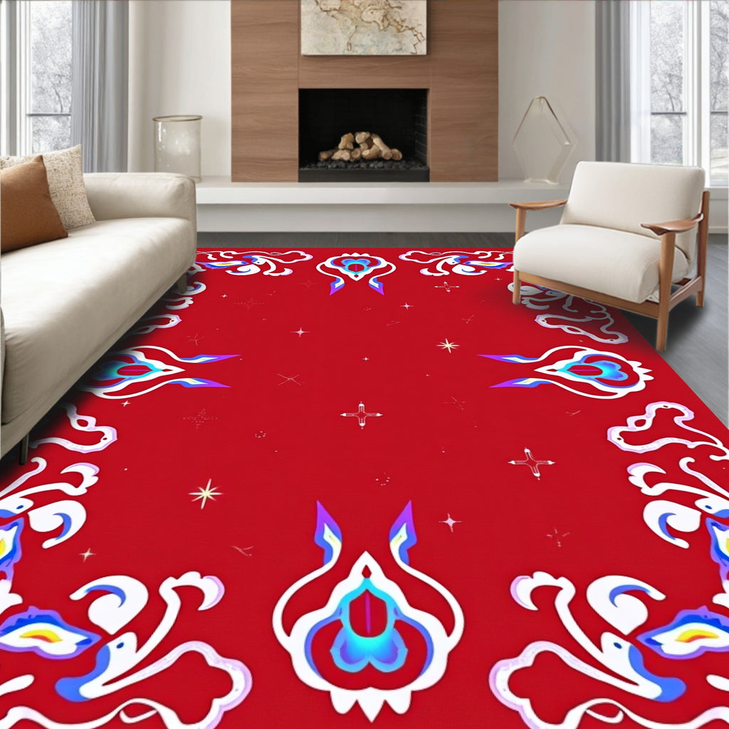 Vibrant Abstract Floral Swirls Rug