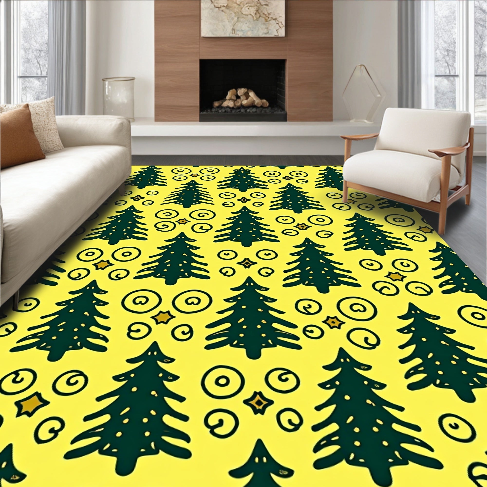 Christmas Tree Swirl Sparkle Pattern Rug