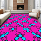 Bright Pink Aqua Floral Lattice Rug