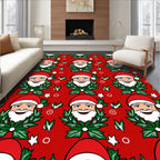 Festive Red Santa Laurel Wreath Carolers Rug