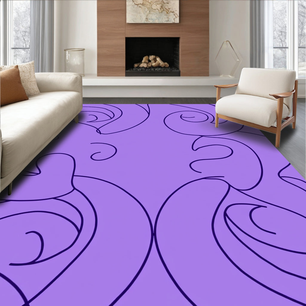 Purple Abstract Swirl Design Rug