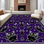 Whimsical Black Cats Stars Design Rug