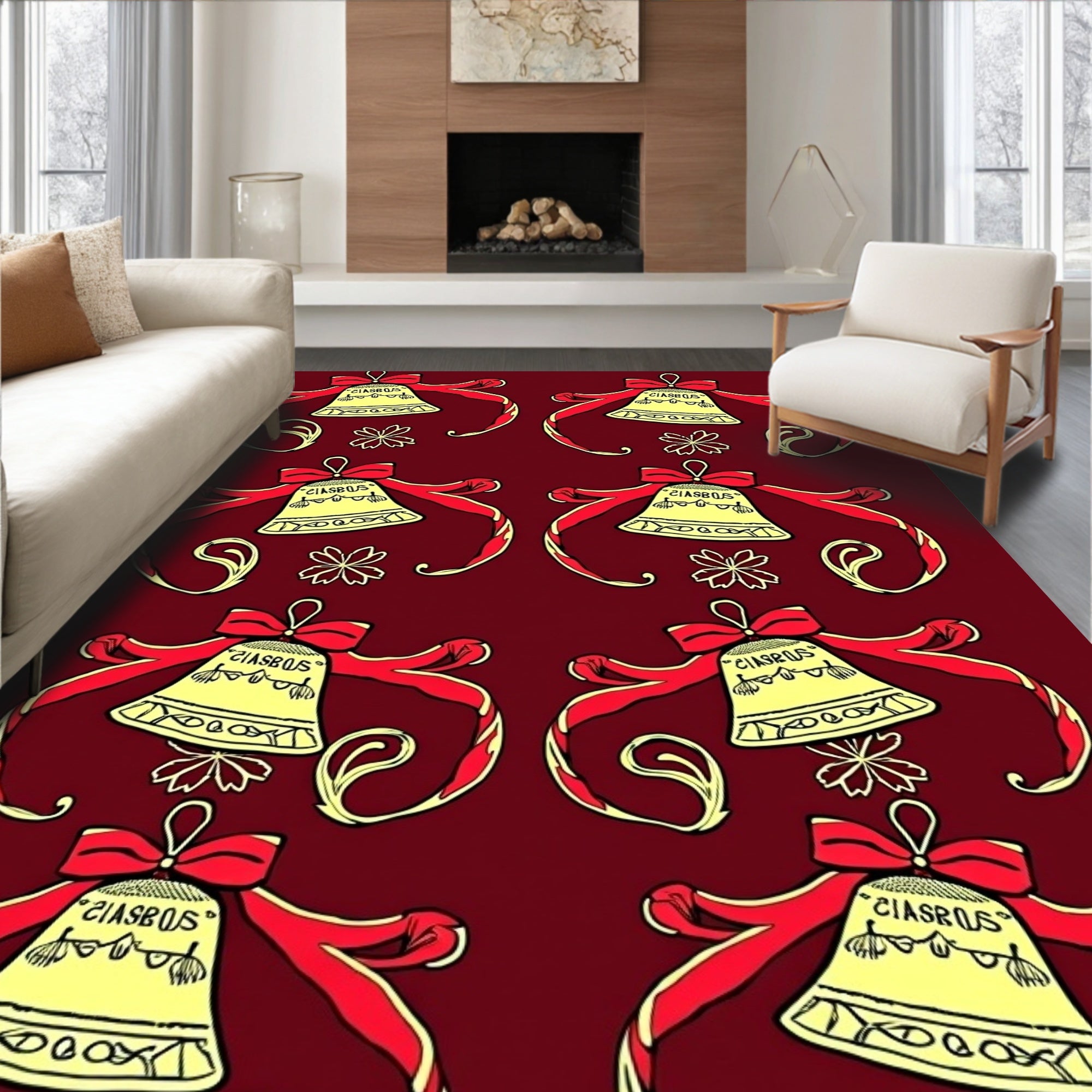 Festive Bell Ribbon Pattern Rug