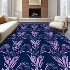 Art Nouveau Floral Navy Lavender Design Rug