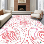Pink Abstract Swirl Dot Design Rug