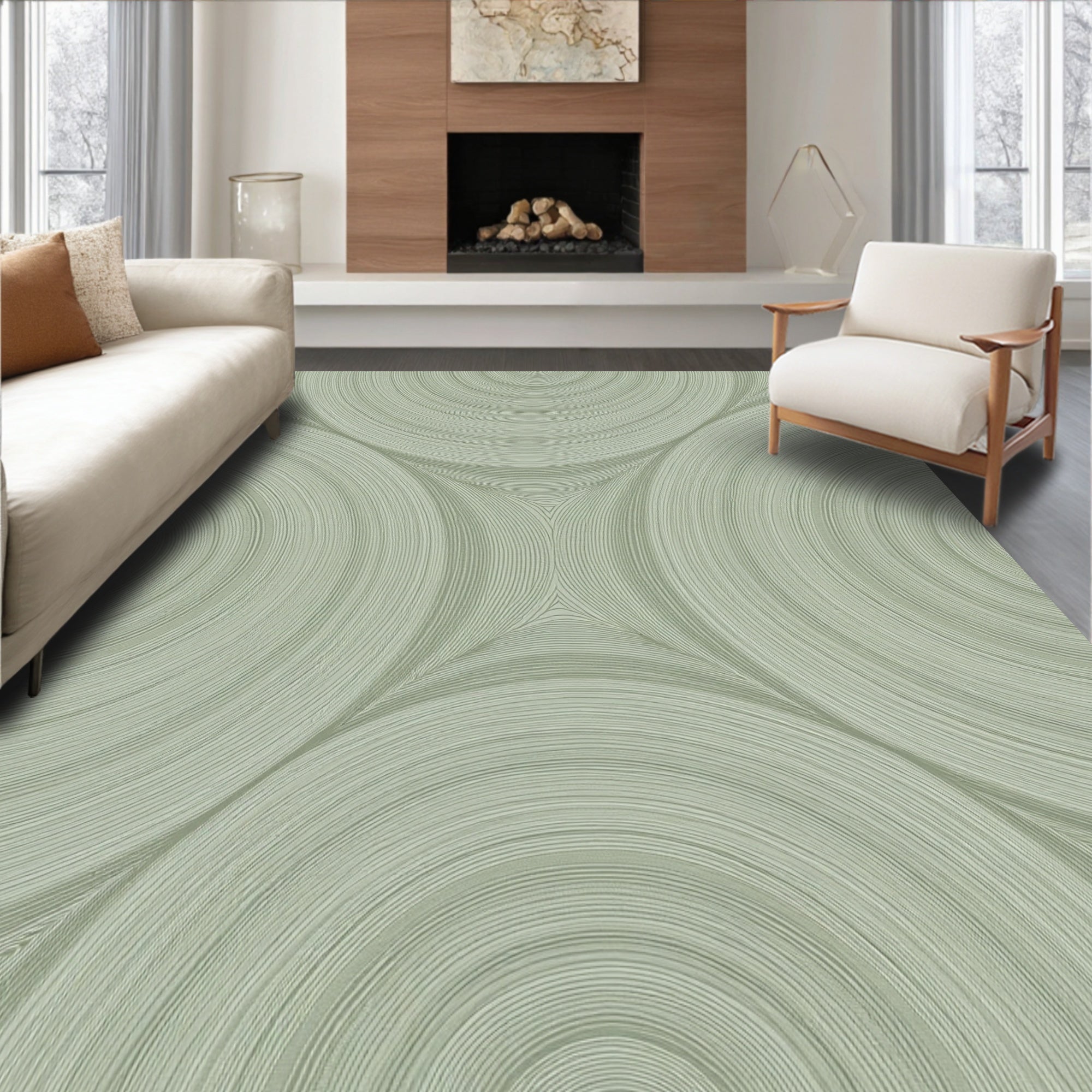 Modern Abstract Concentric Circles Rug