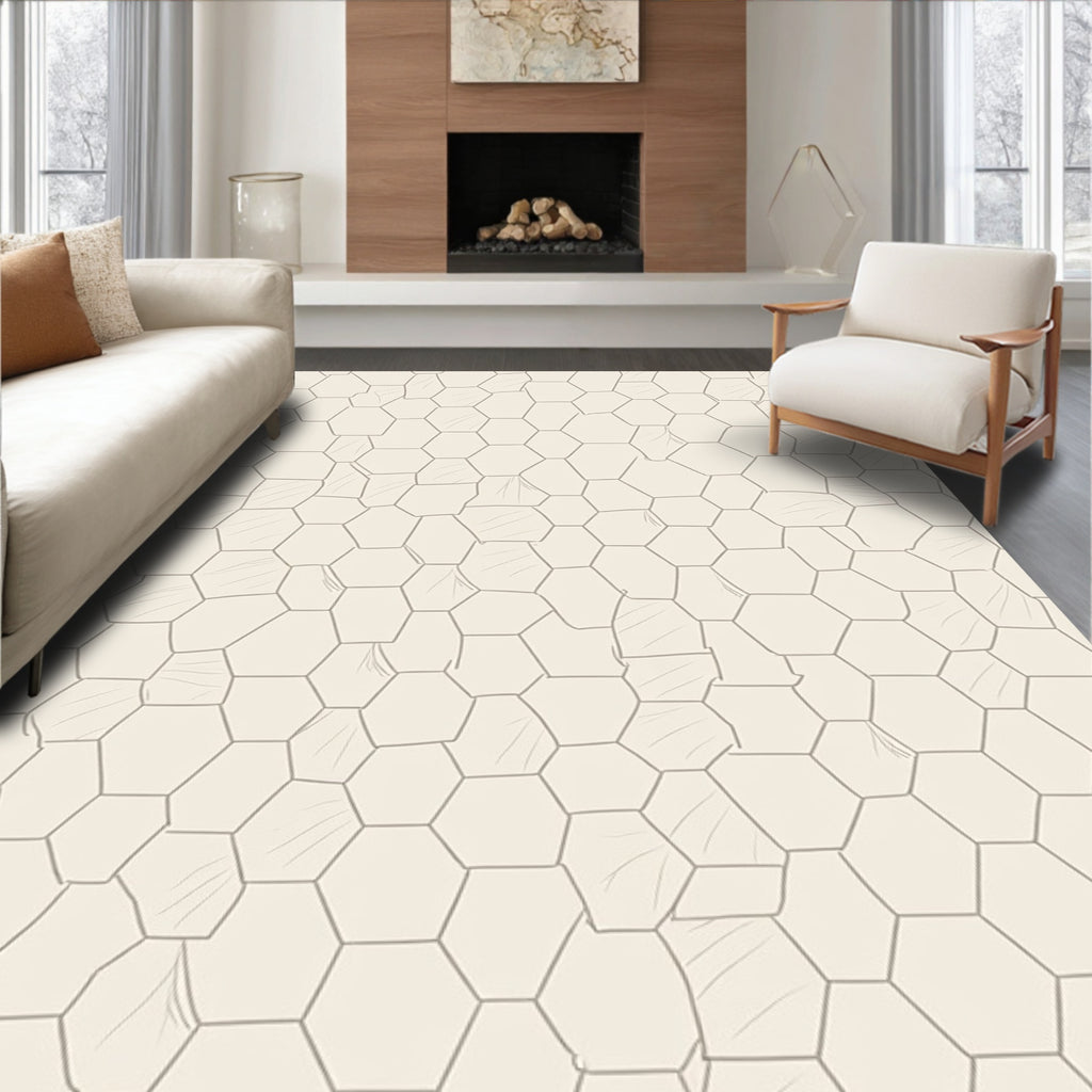 Hexagonal Pattern Abstract Lines Design Rug
