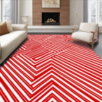 Red Geometric Maze Lines Rug