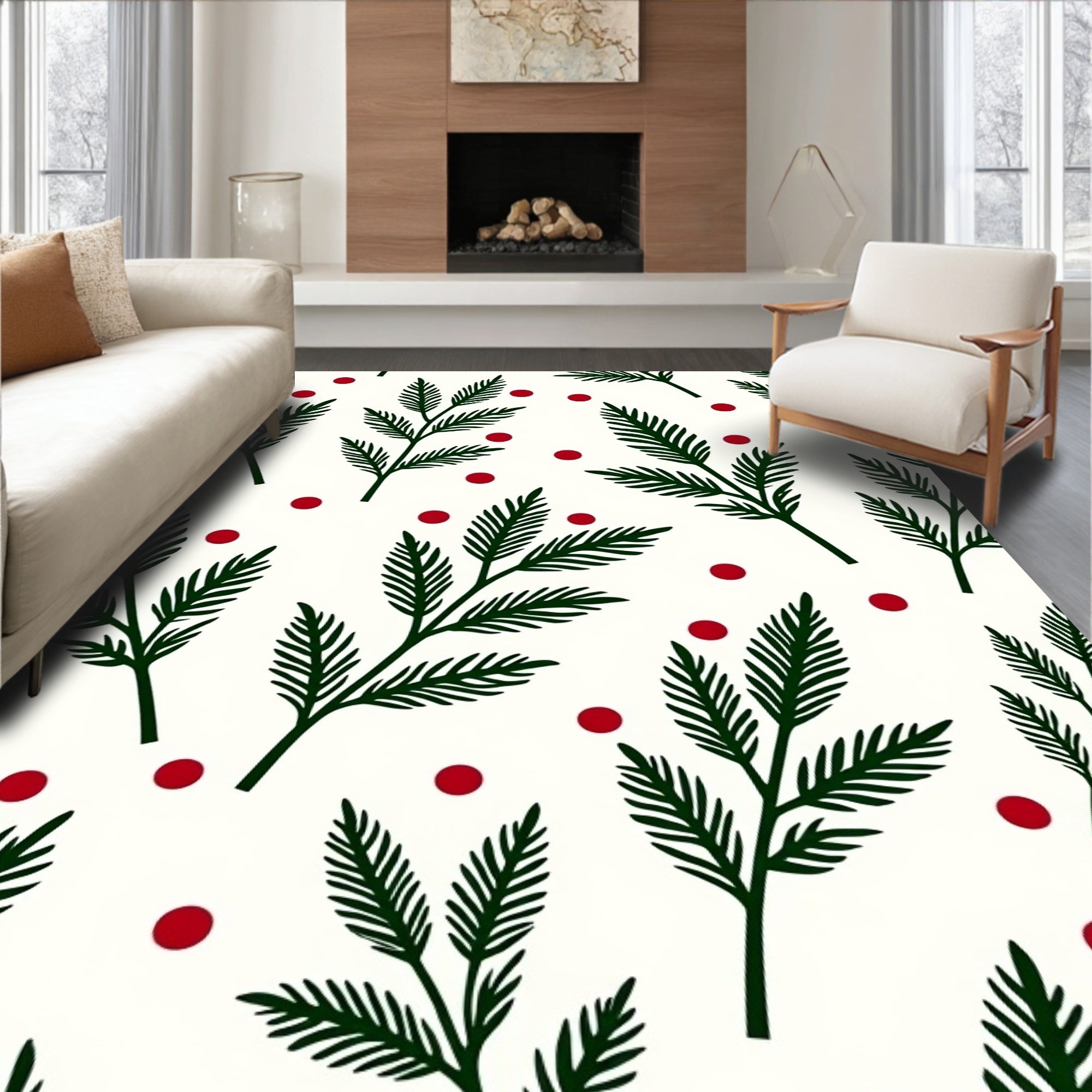 Forest Green Pine Berries Rug