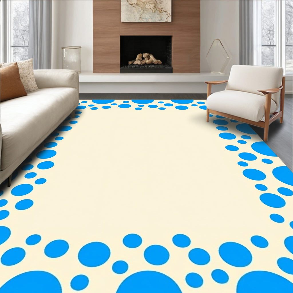 Blue Bubble Pattern Border Rug