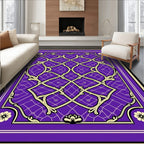 Intricate Purple Gold Lattice Design Rug