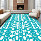 Abstract Geometric Blue Pattern Rug
