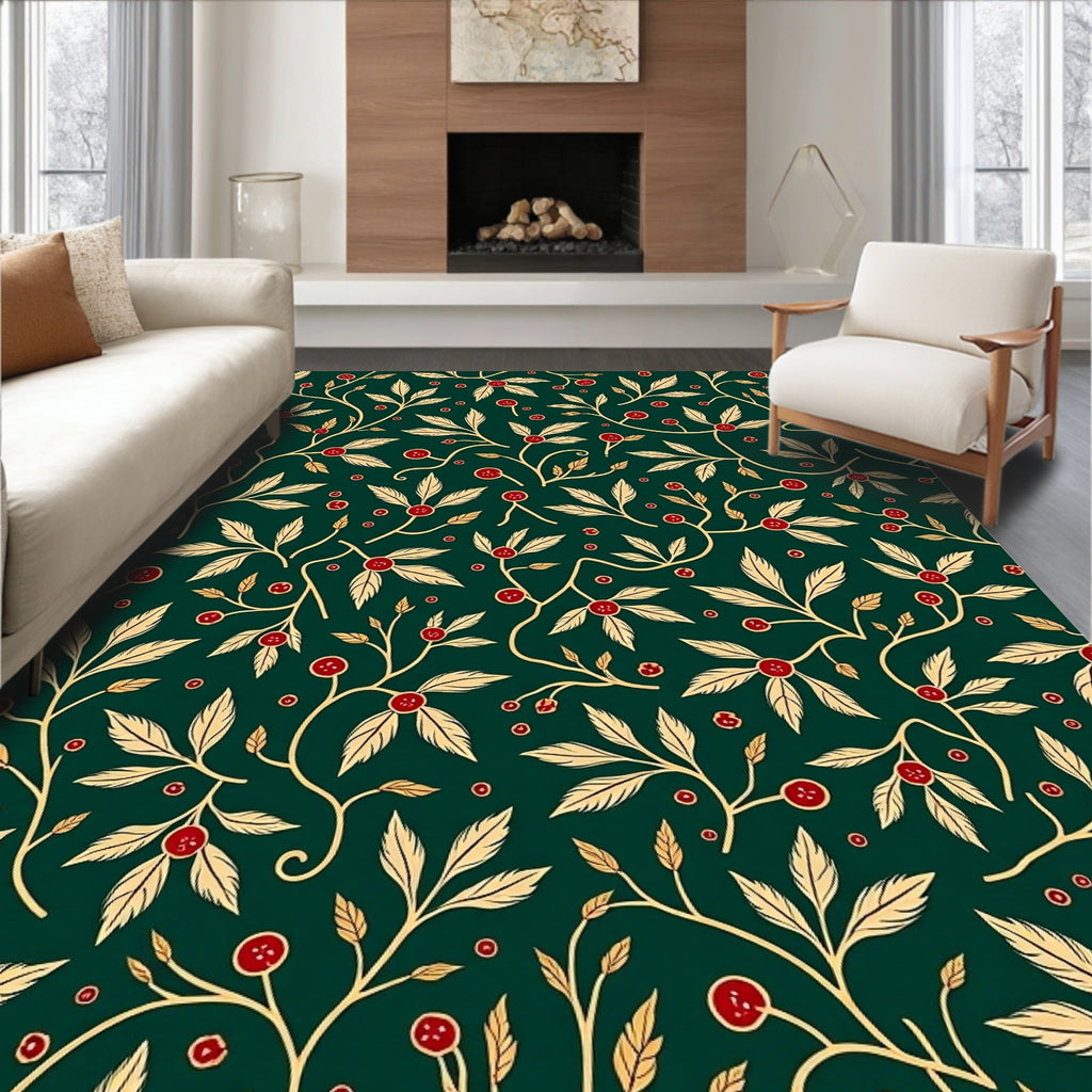 Art Nouveau Berry Leaf Pattern Rug