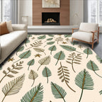 Nature's Green Brown Leaf Pattern Rug