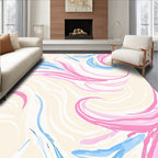 Abstract Swirls Pink Blue Cream Rug