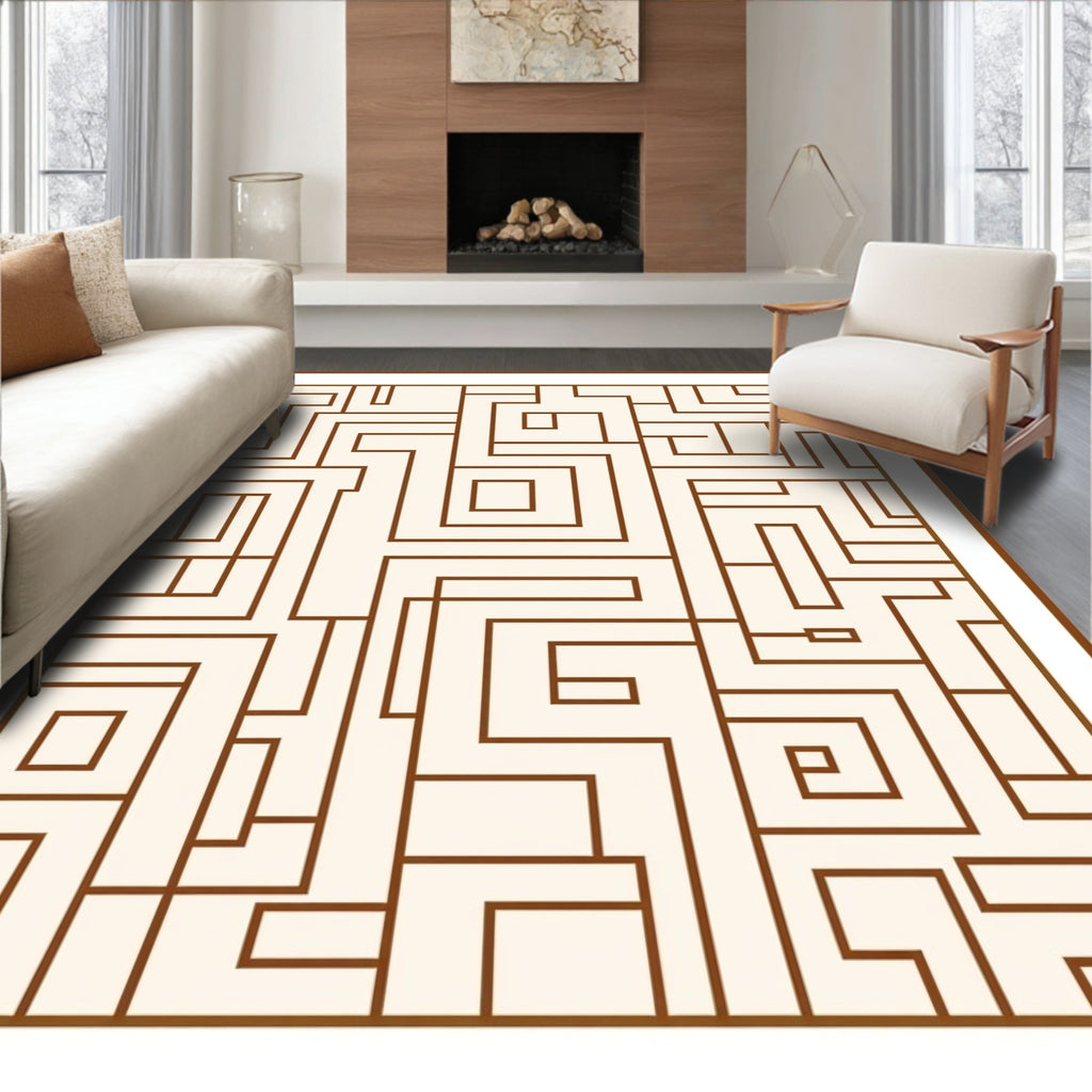 Maze Lines Abstract Geometric Design Rug