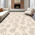 Cream Swirl Cloud Abstract Rug