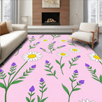 Daisies Buds Floral Pattern Rug