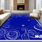 Whimsical Blue Swirl Starburst Rug