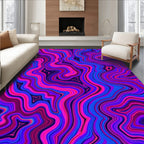 Vibrant Swirling Pink Blue Agate Pattern Rug