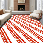 Hand Drawn Red Diagonal Stripes Rug