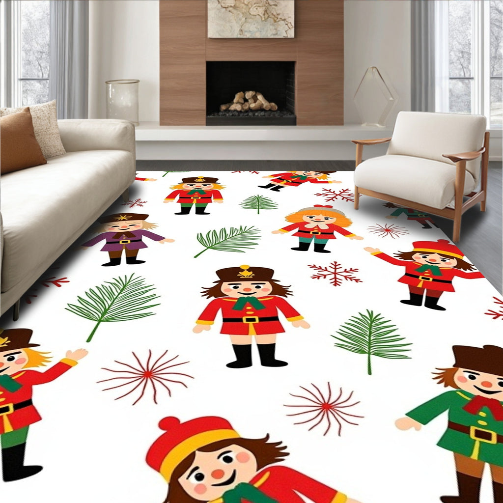 Charming Nutcracker Soldier Pattern Rug