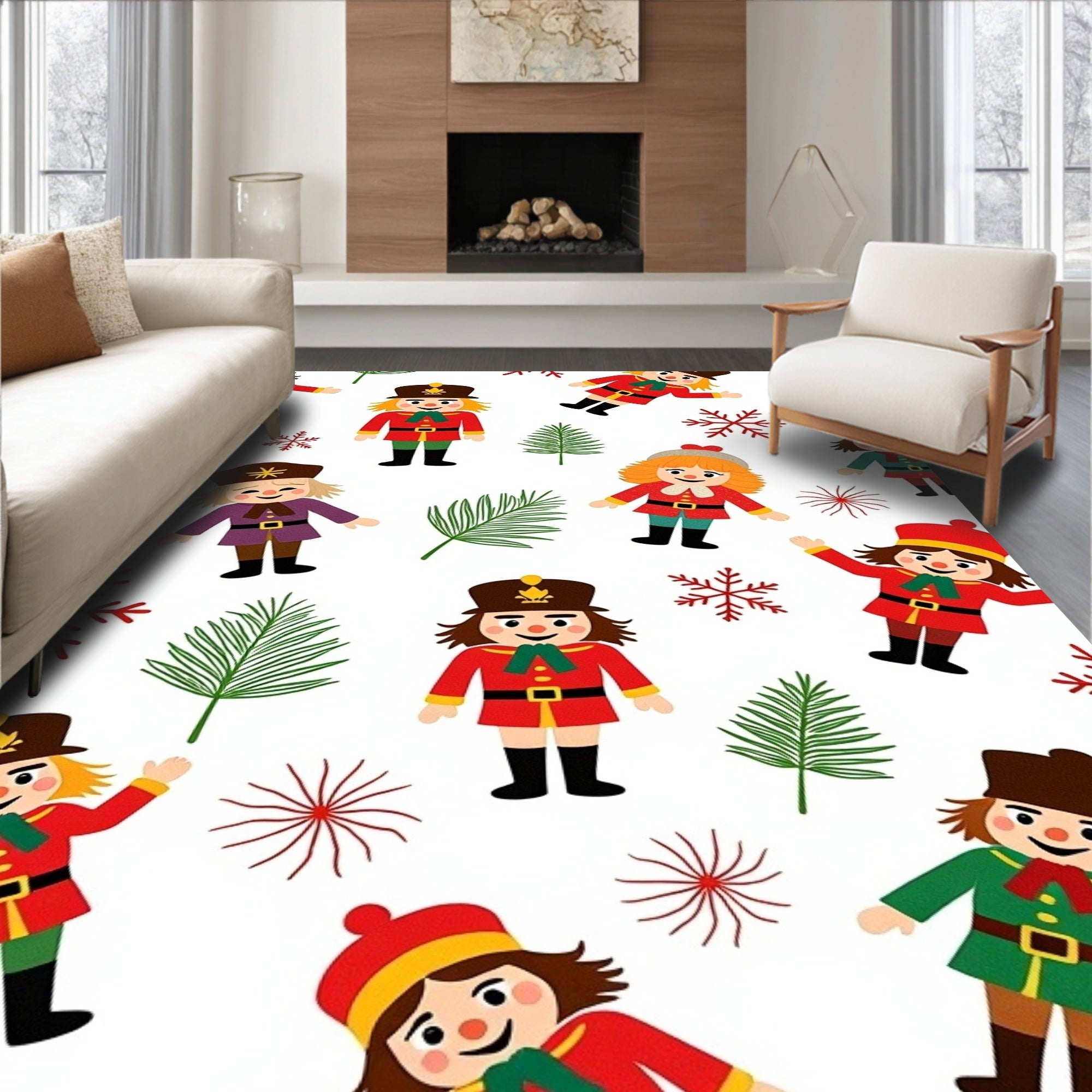 Charming Nutcracker Soldier Pattern Rug
