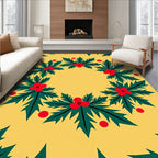 Festive Holly Leaf Berry Pattern Rug
