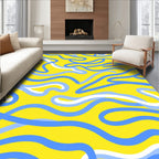 Bold Blue And White Flowing Lines Rug