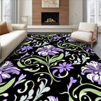 Elegant Purple Floral Swirls Rug