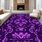 Ornate Pink Floral Damask Pattern Rug