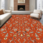 Ornate Floral Symmetry Orange Rug