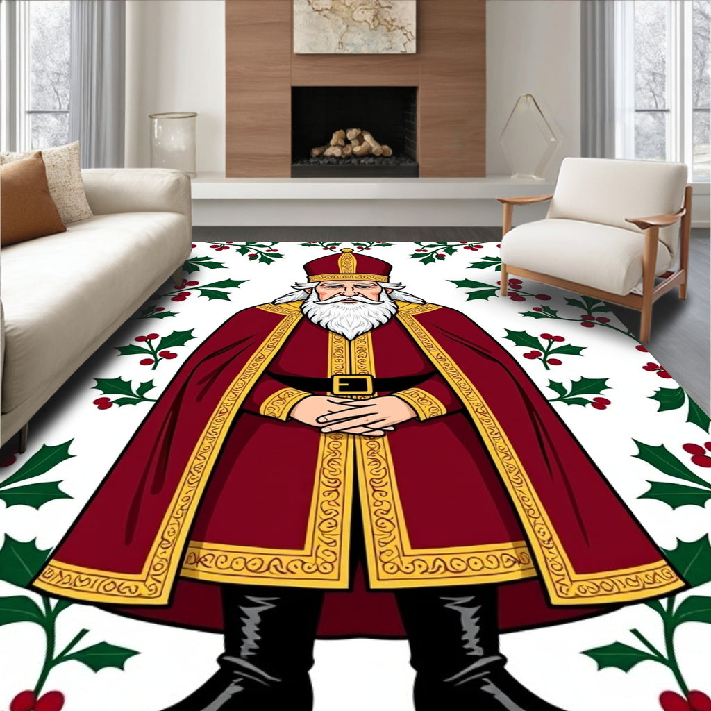 Classic Saint Nicholas Holly Pattern Rug