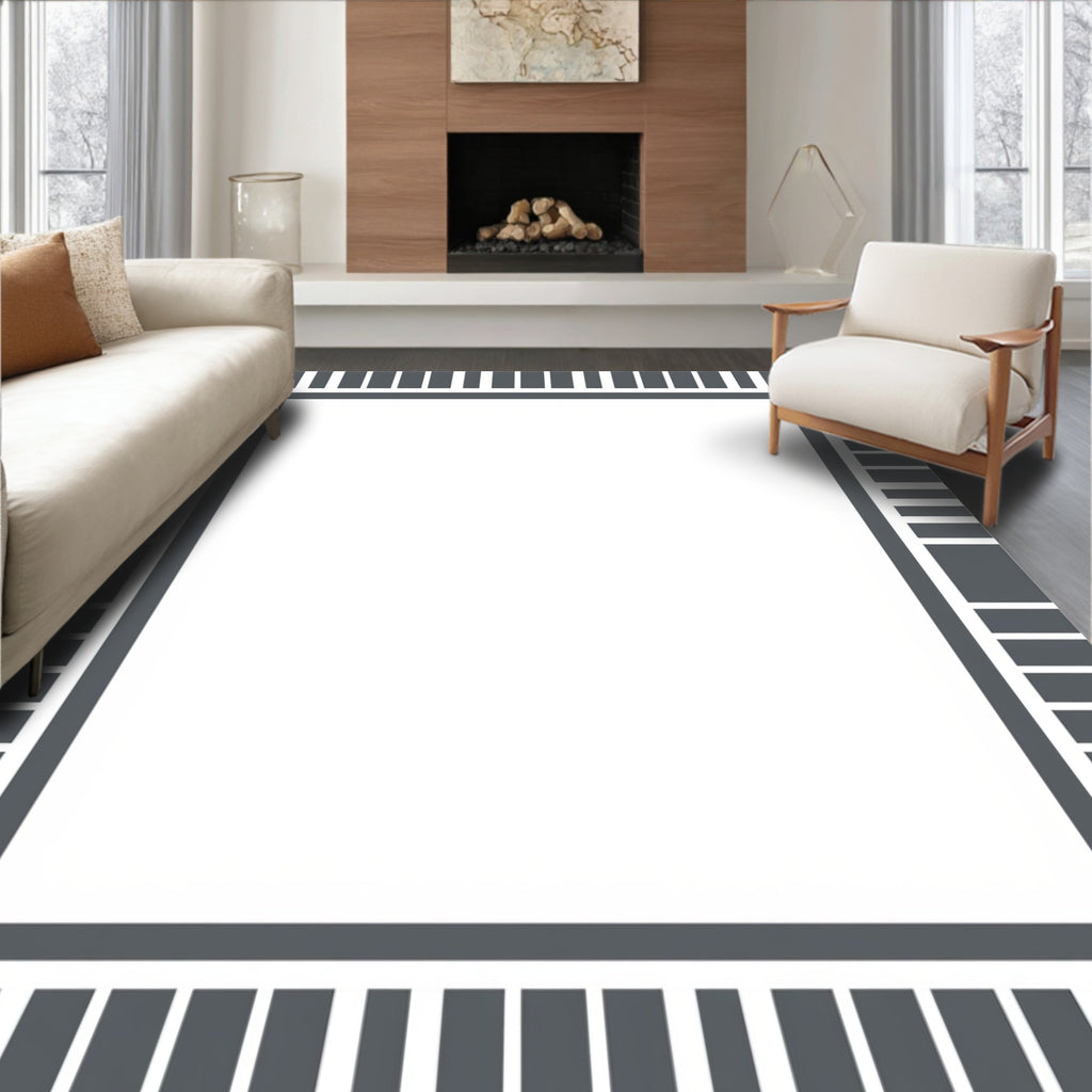Modern Minimalist Rectangular Grid Design Rug