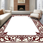 Ornate Flourish Red Ivory Pattern Rug