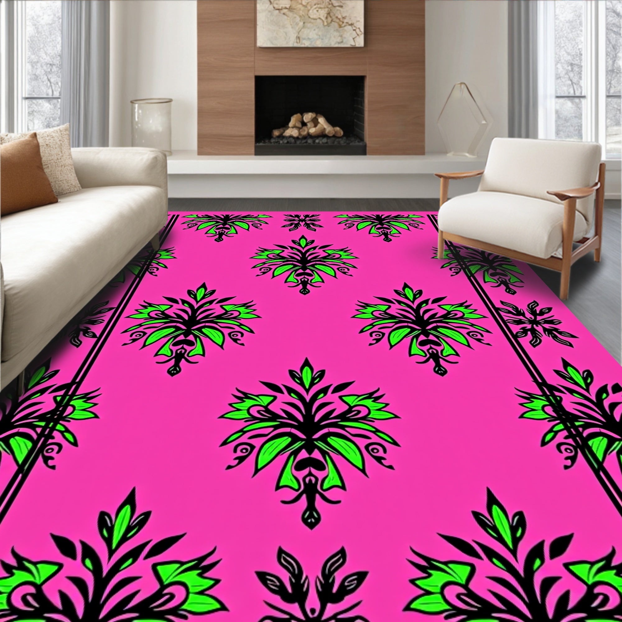 Bold Floral Vines Patterned Rug