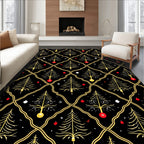 Golden Christmas Tree Trellis Abstraction Rug