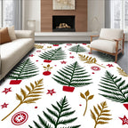 Red Green Festive Pine Branch Arrangement Rug
