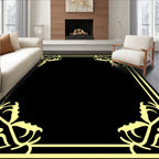 Elegant Floral Scrollwork Border Rug