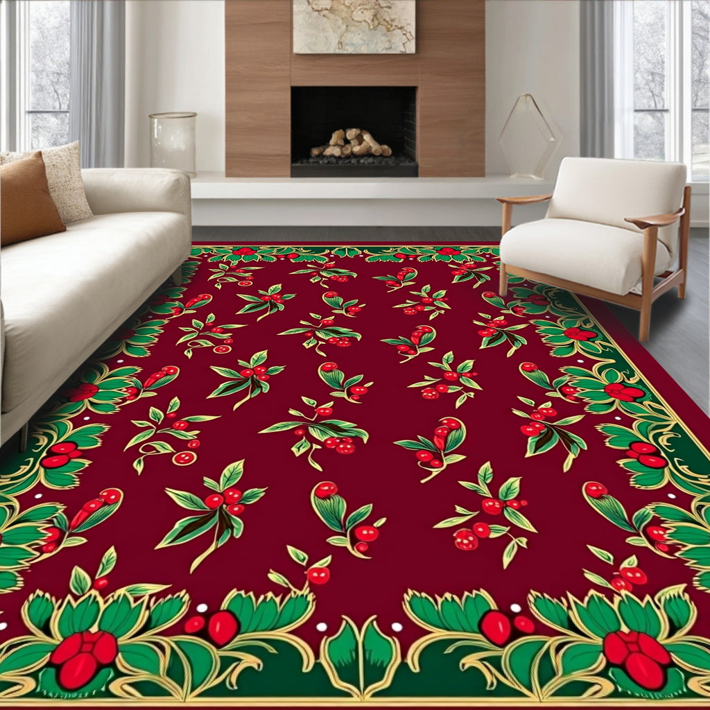 Cherries And Leaf Garland Border Design Rug