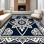 Ornate Floral Medallion Border Rug