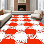 Red White Abstract Checkered Pattern Rug
