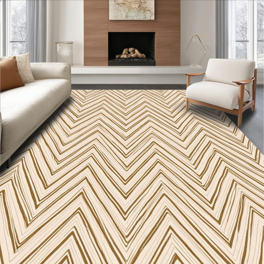 Hand Drawn Zigzag Chevron Lines Pattern Rug