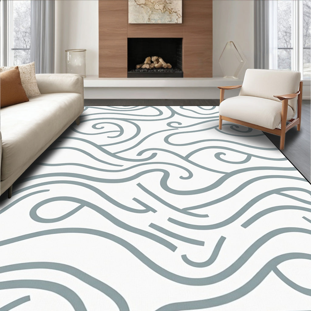 Abstract Swirls Waves Design Rug