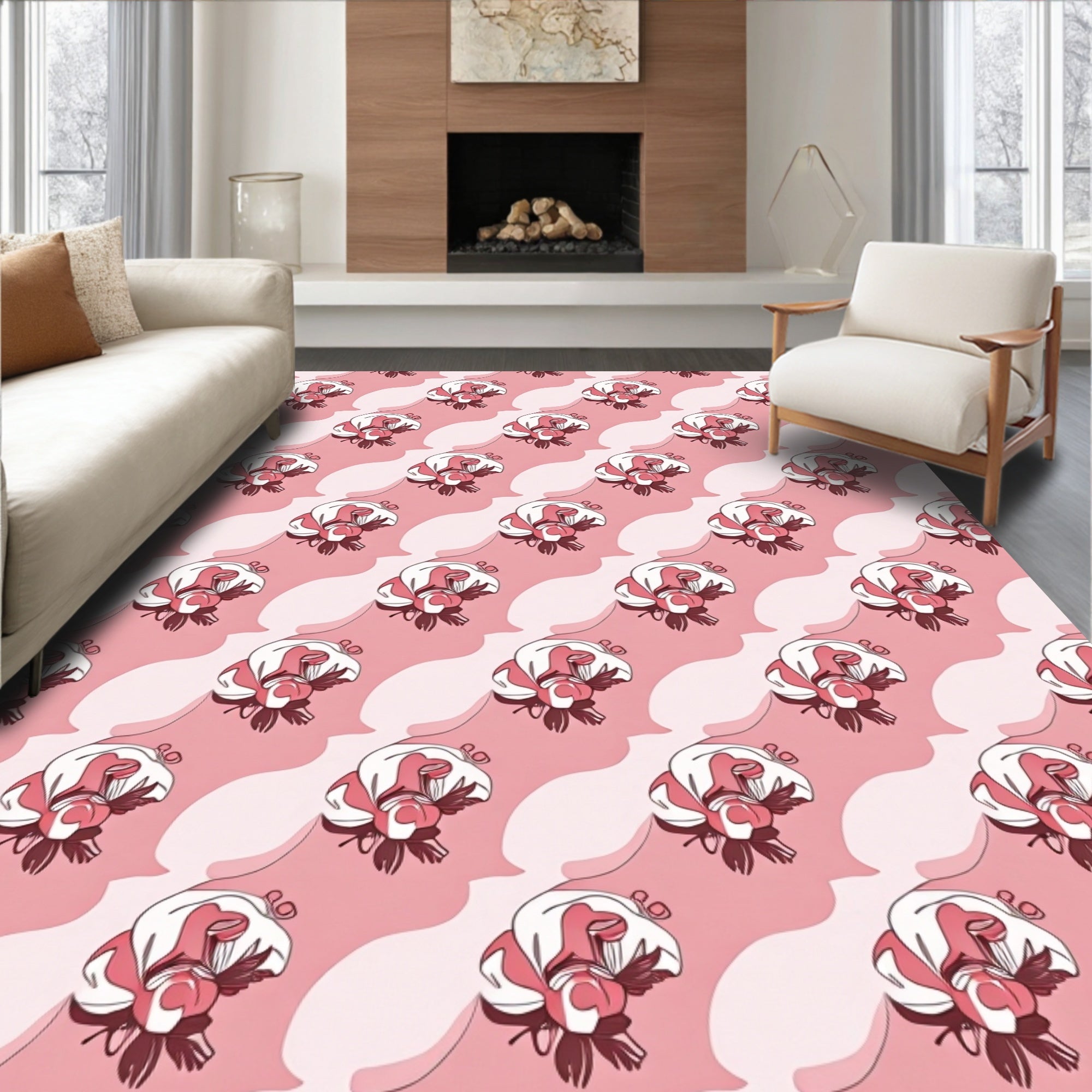Pink Seashells Pattern Rug