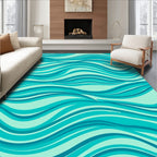 Aqua Waves Abstract Pattern Rug