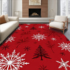 Festive Snowflake Tree Pattern Rug
