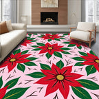 Red Poinsettia Flower Garden Rug
